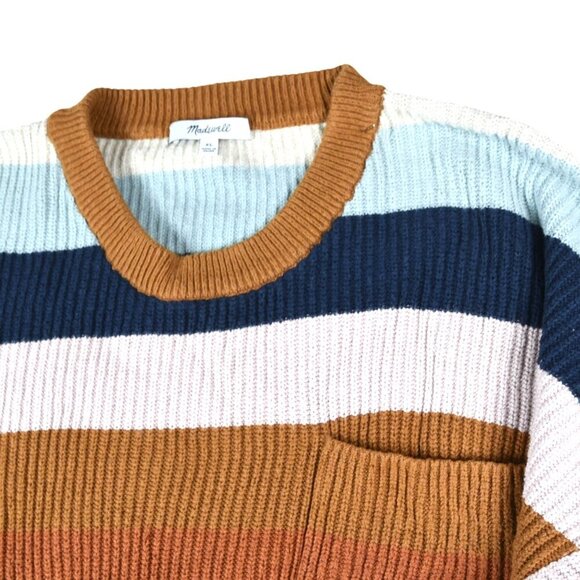 Madewell Sweater Womens XL Striped Sherbert Cotton Blend Preppy Cozy Beachy - Picture 3 of 7
